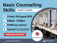 Basic Counselling Skills Short Course: 8 August Poster