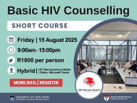 Basic HIV Counselling Short Course: 15 August Poster